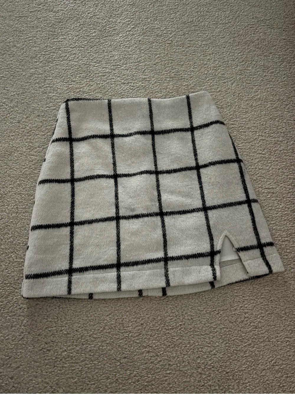 Altar'd State Cream Mini Skirt with Black Windowpane Plaid